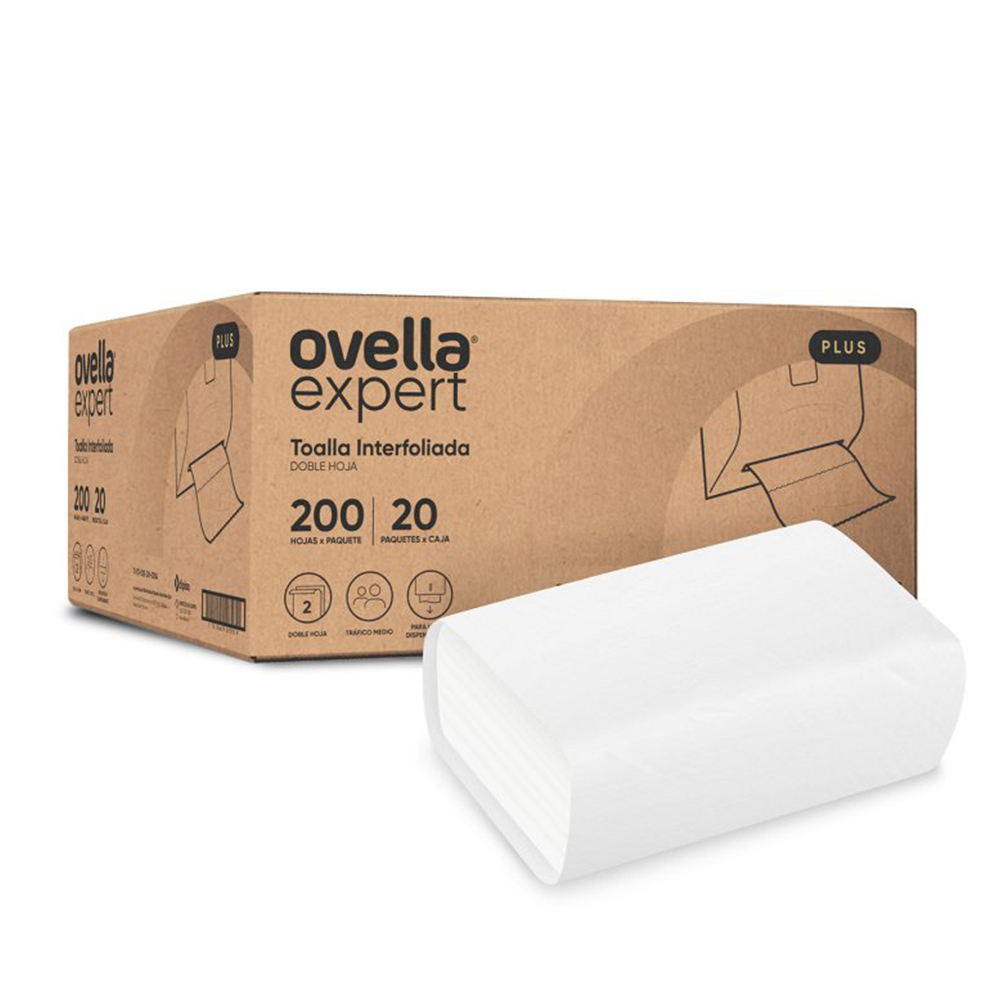 Toalla Interfoliada Ovella Doble Hoja PLUS 20 Paquetes x 200 u