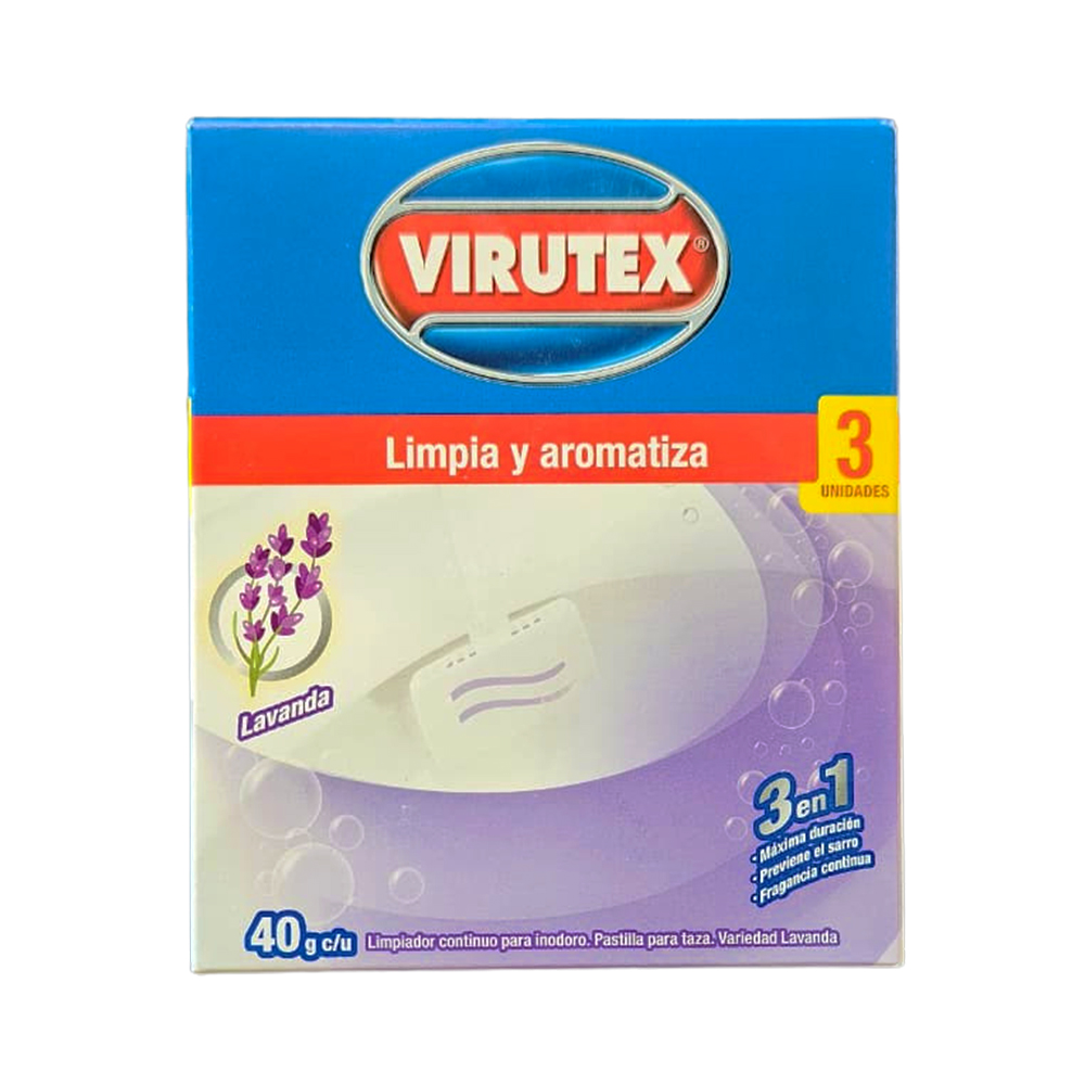 Canasto Pastilla Inodoro WC Virutex Lavanda 3 Unidades