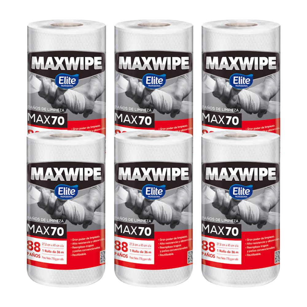 Paños de Limpieza Elite Maxwipe Max70 6 Rollos x 88 Paños Paños de Limpieza Elite Maxwipe Max70 6 Rollos x 88 Paños